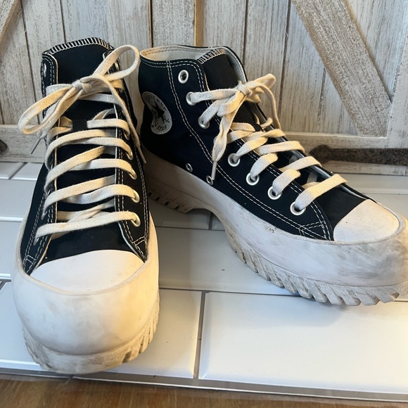 Converse Shoes - Converse Black and White platform High-Tops